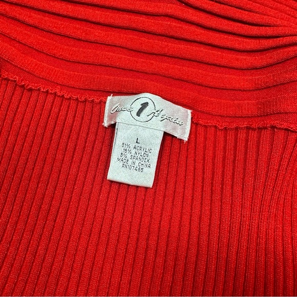 once again Red Open Front Women's Sweater cardigan sz L classic colorful - Picture 5 of 7